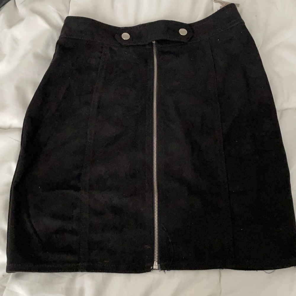 Suede zip up skirt